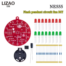 NE555 LED Christmas Tree Decoration Red and Green LED Blinking PCB Soldering DIY Kit Flashing Lights Soldering Practice Board