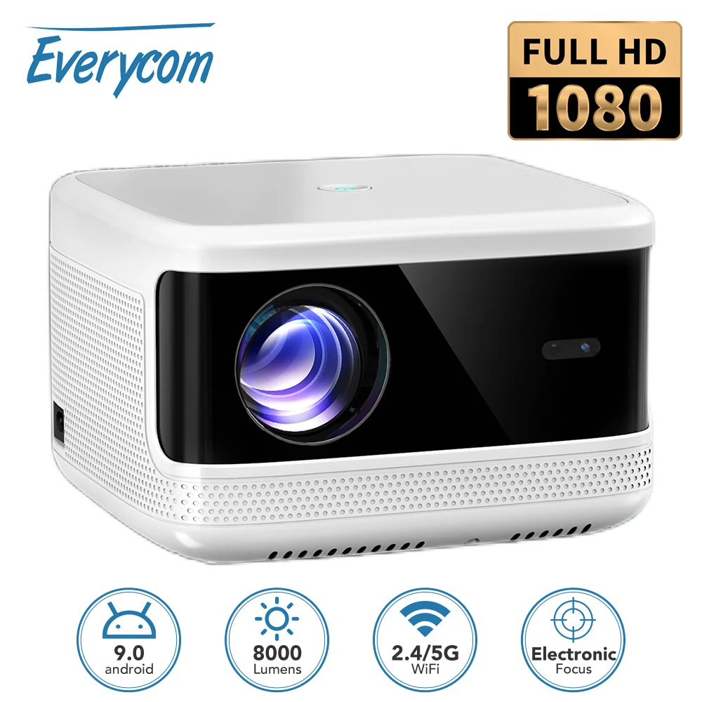 Everycom T5 Beam Projector 1080P FHD 4K Projector 8000 Lumens Electric Focus Tv Smart LED Video Android  5G WIFI  Home Theater