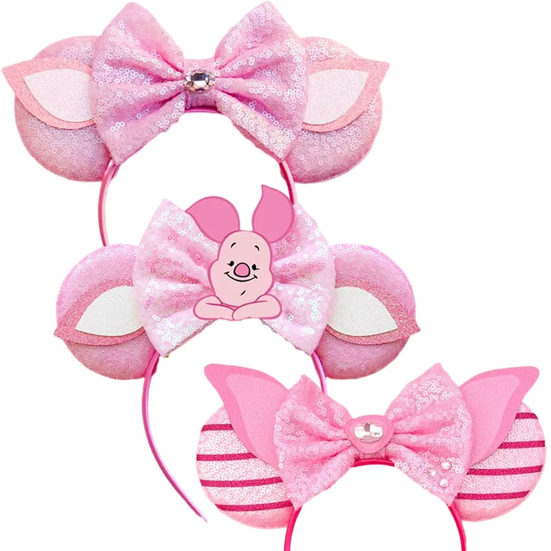 Disney Anime Piglet's Big Movie Hair Band Girls Cute Piglet Hairbands Kids Pink Bow Headbands Women Cosplay Tigger Headwear Gift