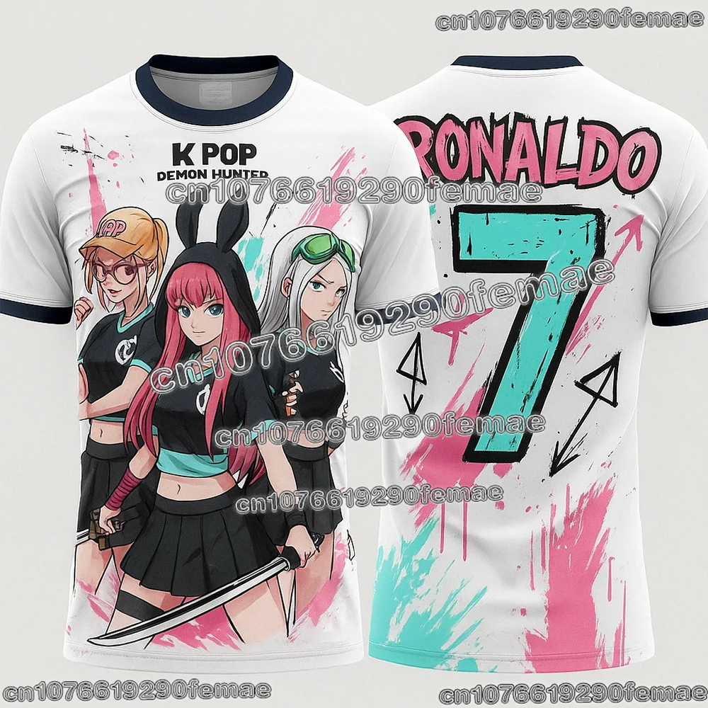 جديد رونالدو ثلاثية الأبعاد مطبوعة الكرتون أنيمي تي شيرت الاطفال الكبار كرة القدم كرة القدم مروحة الطبعة التدريب جيرسي ملابس رياضية مريحة #6
