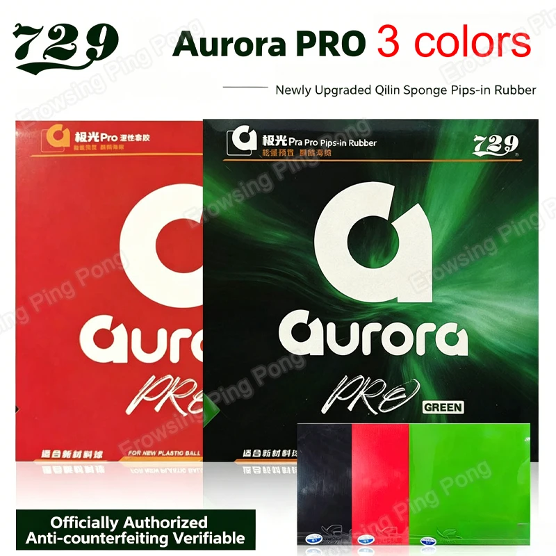 729 AURORA PRO Table Tennis Rubber Sheet Non-sticky Backhand Ping Pong Rubber ITTF Approved Top Sheet with Upgraded White Sponge