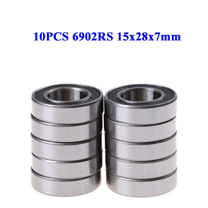 

10PCS 6902RS Bearing 6902 RS 2RS 6902-2RS 15x28x7mm ABEC-5 Rubber Cover Seal Double Sealed Wheel Deep Groove Ball Bearings GCr15