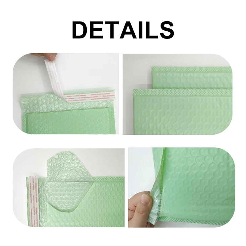 50Pcs/set Light Green Waterproof And Thickened Bubble Envelope Bag Bubble Padded Envelopes Clothing Express Packing Bag