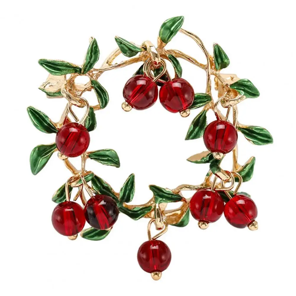 Women Dress Clothes Pin Cranberry Wreath Brooch Pin Leaf Fruit Coat Collar Decoration Anti-oxidation Rust-resistant for Formal