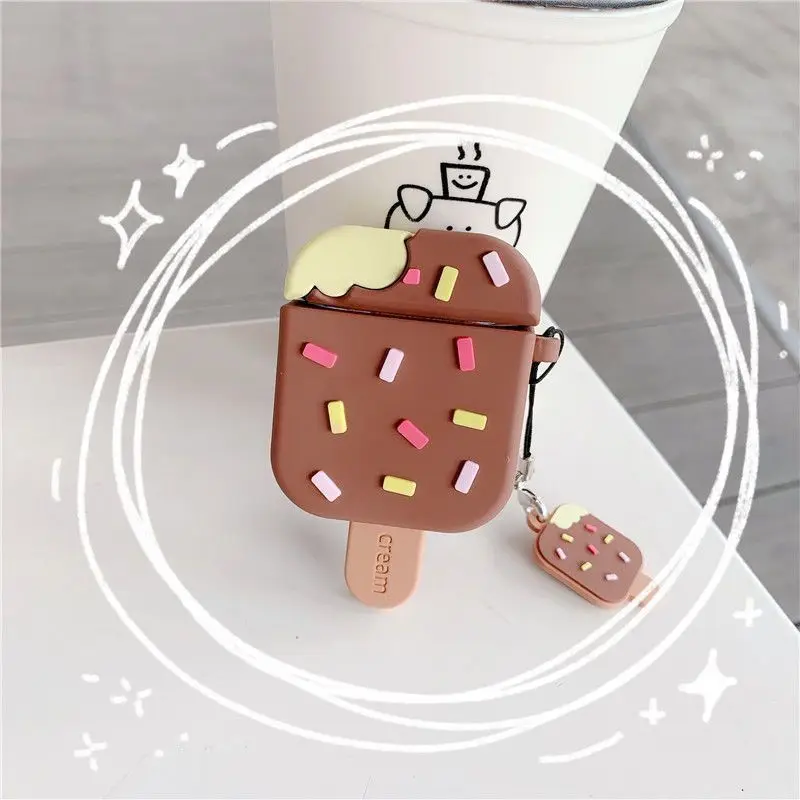 For AirPods Pro Chocolate Dipped Strawberry Ice Cream Silicone Case Earphone Protective Case on For AirPods Pro 2 Soft Cover