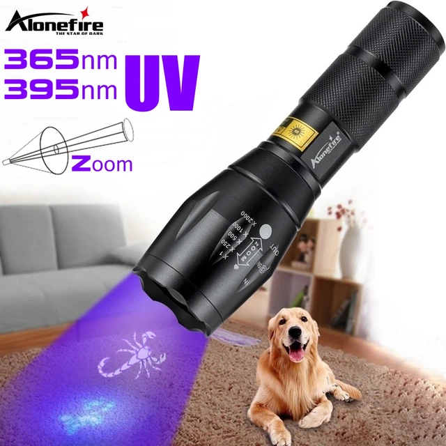 Zoom UV Latarka LED 365nm 395nm Niewidoczny marker atramentowy Kot Pies Mocz Tinea Rudy Pieniądze Skorpion Światło fluorescencyjne Użyj AAA 18650