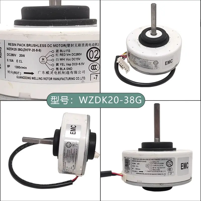 DC280V 20W WZDK20-38G(ZKFP-20-8-6) Inverter Air Conditioning Motor for Midea Air Conditioning Brushless DC Fan Motor