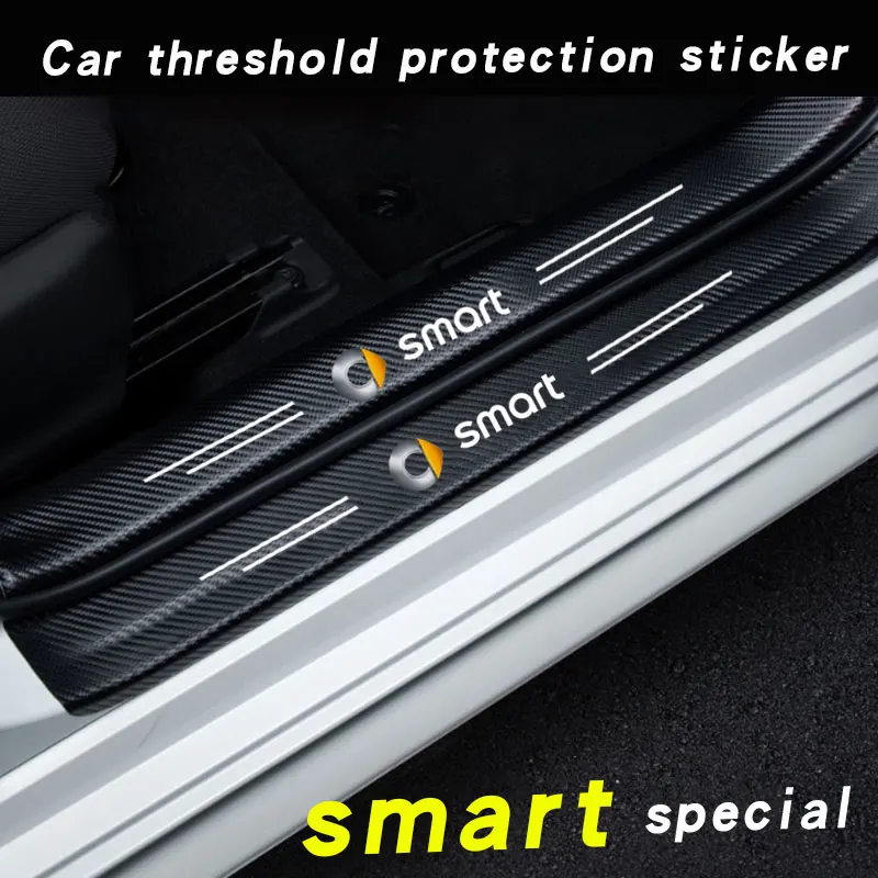 Car Carbon fiber Door Sill Welcome Pedal Anti Scratch Sticker Tape For Mercedes Smart Fortwo Forfour 450 451 453 Accessories