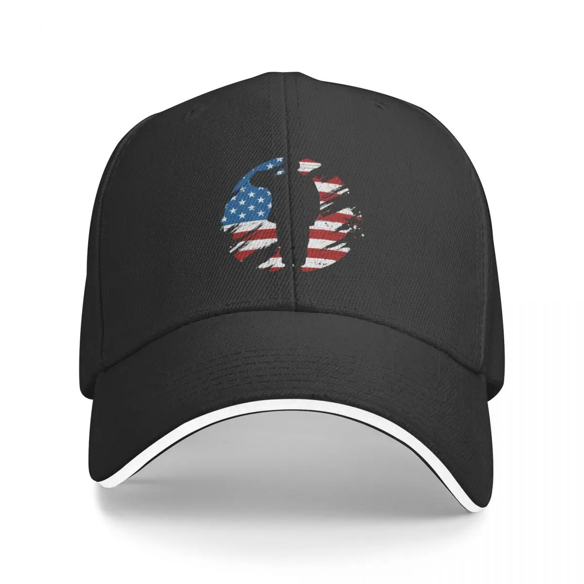 

American Flag Saluting Soldier Round Grunge, Proud Soldier Baseball Cap Sunscreen Hat Beach Caps For Women Men's