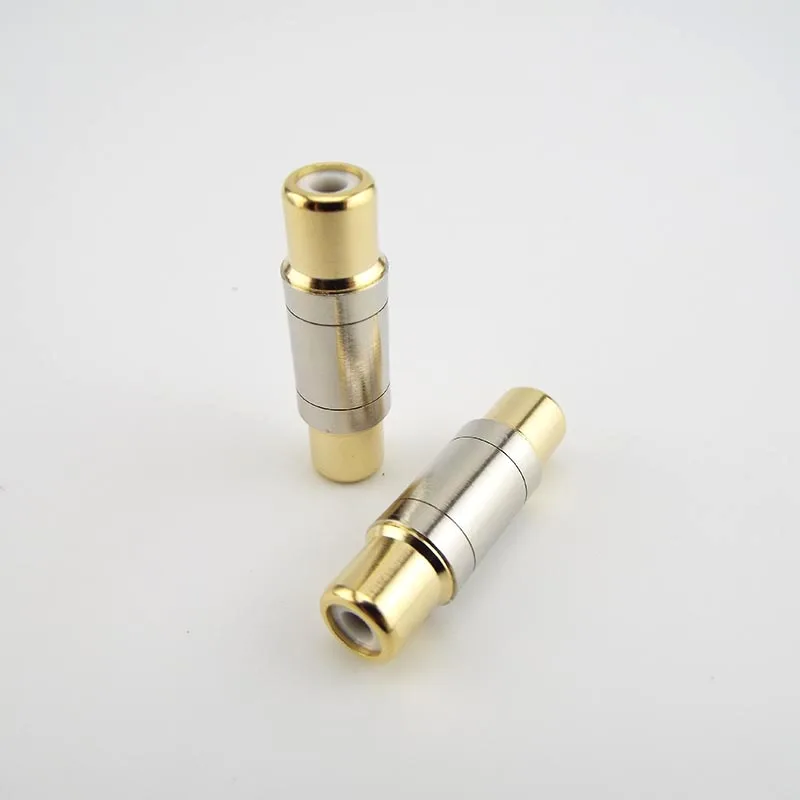 Dual RCA Connectors Female to Female Jack Socket plug Straight Adapter Gold Plated Speaker Cable Extender High Quality E2