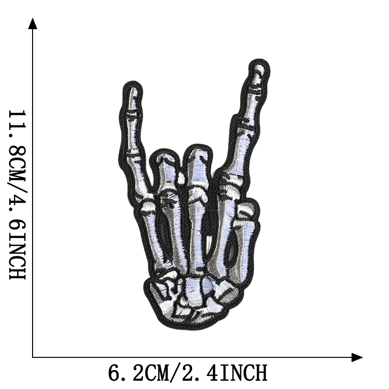 Punk Patches Eisen auf für Kleidung Designer Schädel Outdoor bestickt Parche Bordado Para Ropa Termoadesive Rock Nähen Diy Jacke – Detail 13