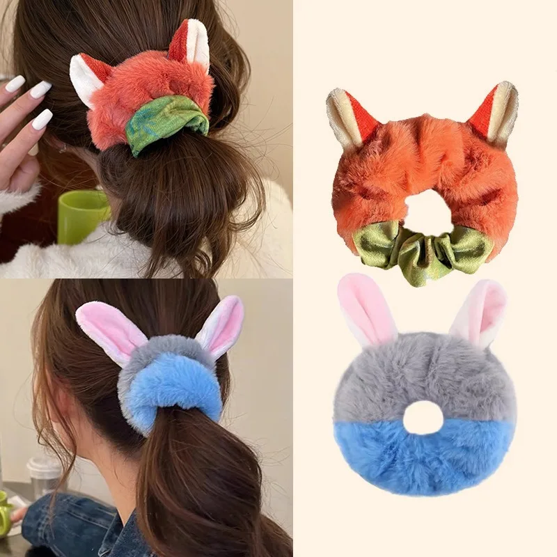 

Disney Zootopia Hair Rope Judy Nick Kawaii Cartoon Anime Plush Rubber Band Elastic Headwear Girl Women Hair Accessories Gifts