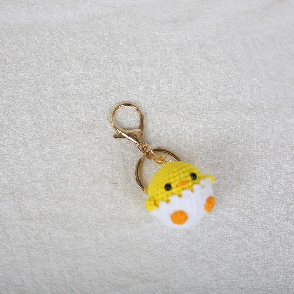 Jewelry Gift Small Crochet Chick Keyrings Cartoon Animal Handmade Knitted Pendant Soft Wool Mini Duck Keychain Backpack