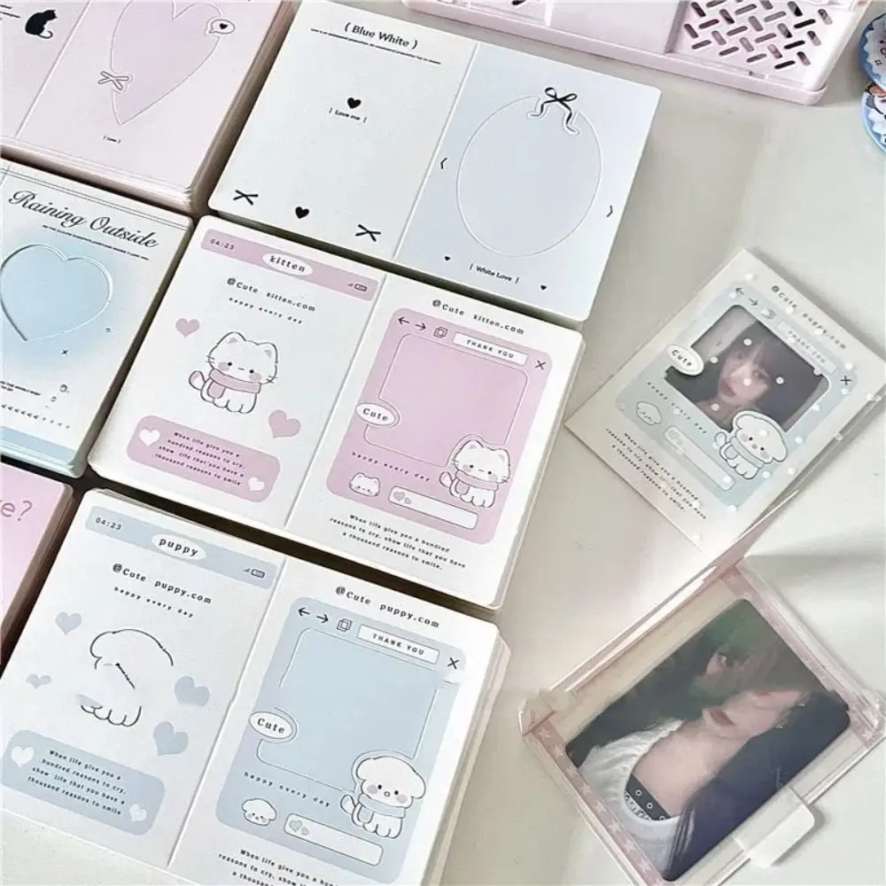 6 قطعة/30 قطعة الكورية للطي Photocard حامل جوفاء Kpop صور بطاقة الظهر 3 بوصة DIY بها بنفسك التعبئة الثابتة كرتون المعبود صور