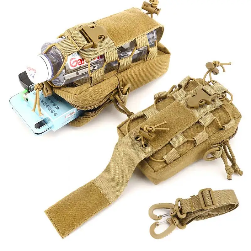 Molle EDC Pouch Water Bottle Canteen Kettle Carrier Holder Outdoor Sports Phone Holder Travel Camping Hiking Hunting Waist Bag