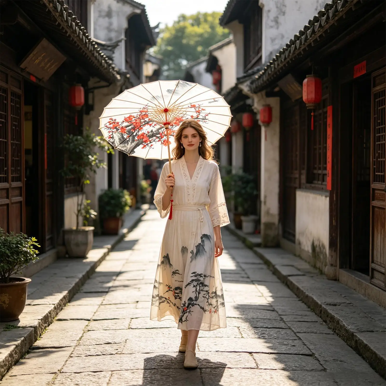 Decorative Umbrella Elegant Chinese Silk Decorative Cosplay Decoration Parasol Art For Birthday Parties Photography Role-play