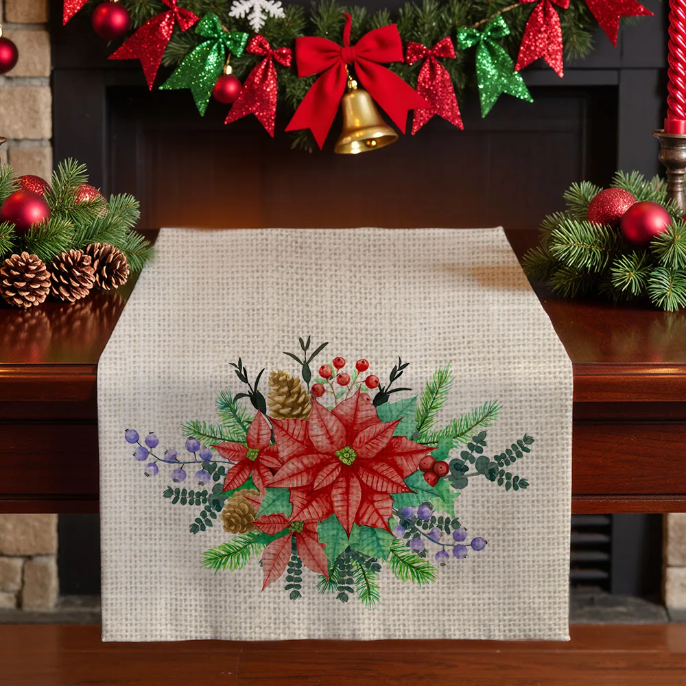 

Christmas table runners winter Table decoration and accessories for Festival home decor flower party tablecloth