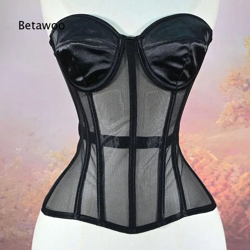 Mesh Corset Bustier With Boning Structure Sexy Queen Style Tube Top Suitable For Halloween Shooting And Themed Party Outfits El
