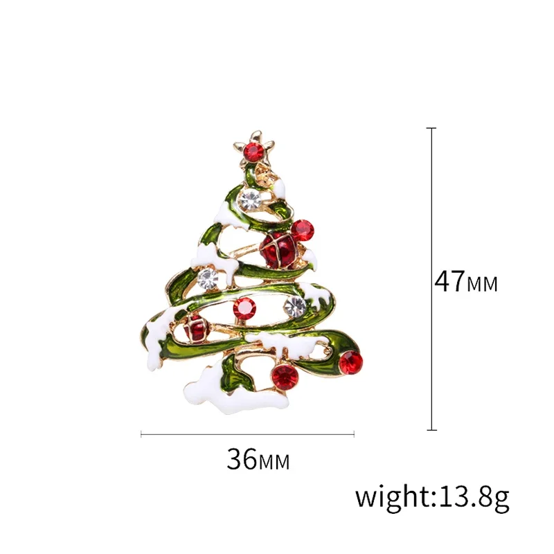 Blucome Beauty Christmas Tree Brooch Crystal Corsage for Women Kids Sweater Bag Scarf Hijab Pins Casual Jewelry New Year Gifts