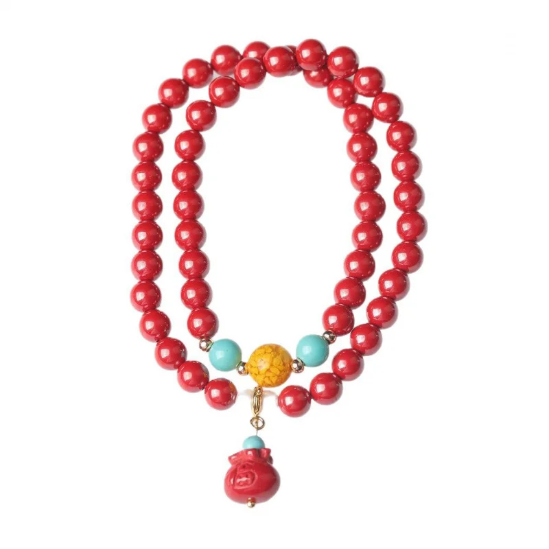 High Content Multi- Imperial Sand Lucky Bag Double-Circle Bracelet Female Yellow Gold Buddha Beads