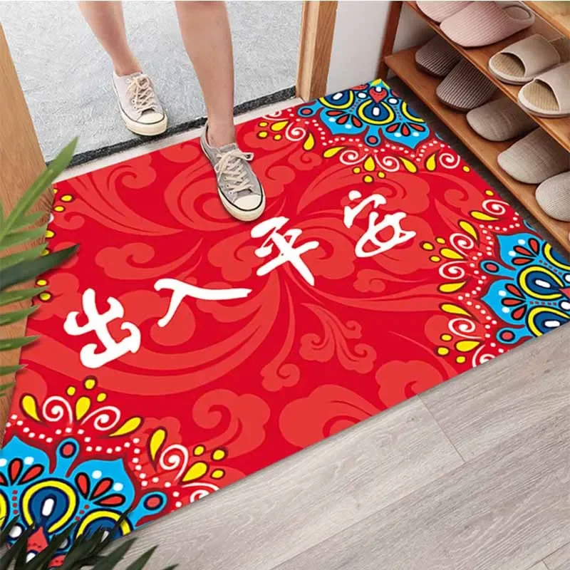 2025 New Cartoon Lucky Cat  Areas Rugs Non-Slip Foot Pad Home Bedroom Entrance Floor Mat Luck Rich And Auspicious Red Carpet