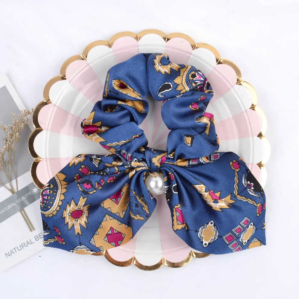 New Chiffon Bowknot Elastic Hair Bands For Women Girls Solid Color Scrunchies Headband Hair Ties Ponytail Holder Hair Accessorie