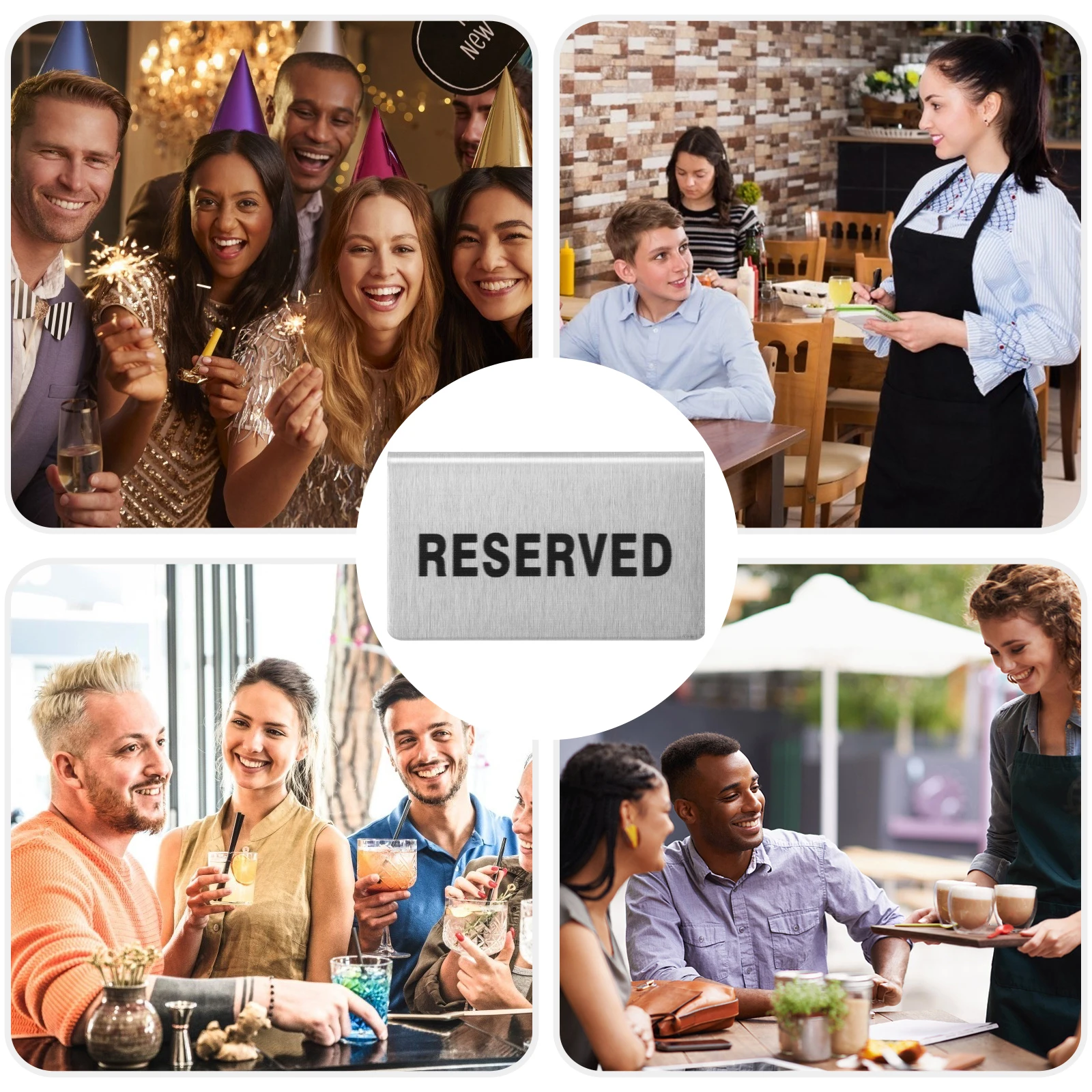 

Stainless Steel Party Reserved Sign Card 1Pc Restaurant Cafe Sign Seat Reservation Table Number Party Supply Durability