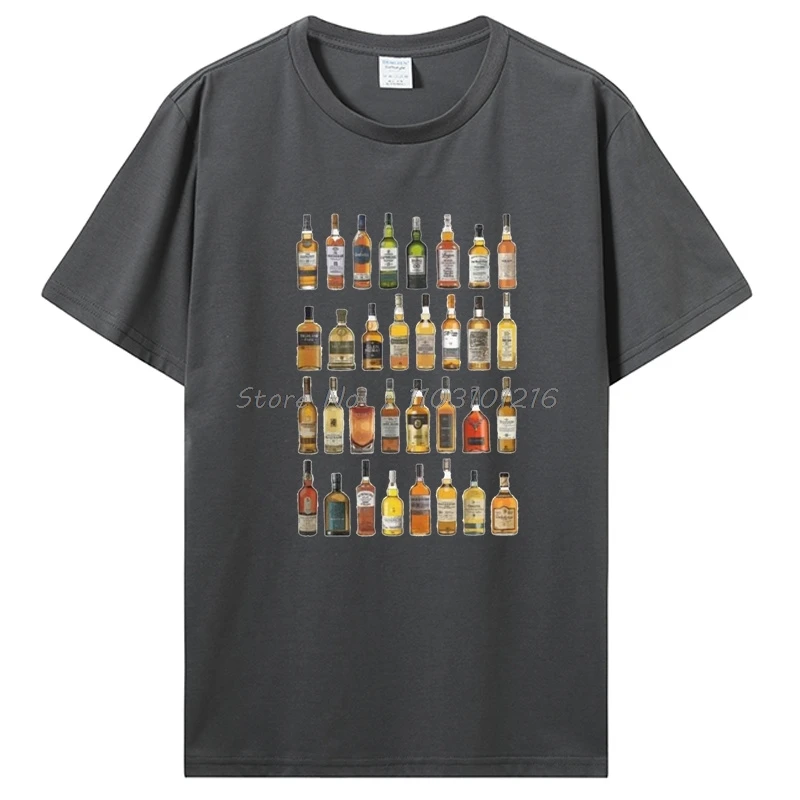 Single Malt Whisky T-shirt Whiskey Bottles Father's Day Gift Tops Clothes Cotton Tees Gift Idea Tshirt Men's Clothing