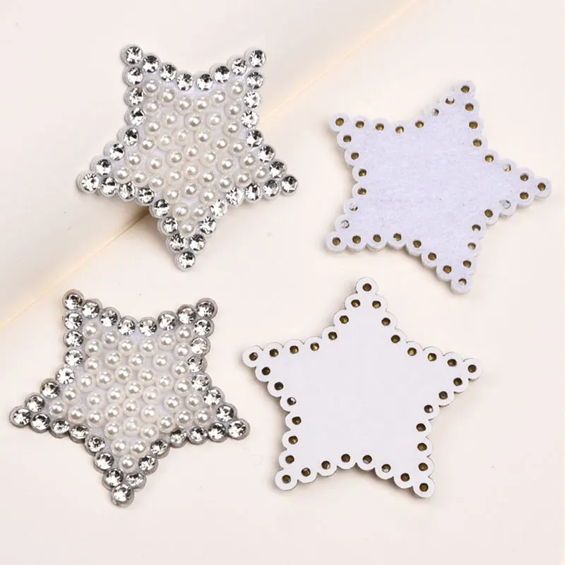 10 Stück Hot Diamond Pearl Wasserherz-Stern-Applikationen für Kleidung, Hüte, Taschen, Schuhe, Haarspangen und Accessoires – Detail 2