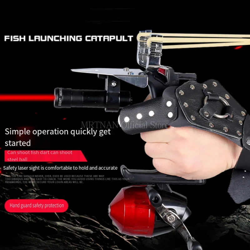 Metal Shooting Fishing Slingshot With Laser Outdoor Hunting Shooting High-precision Slingshot Fishing Rubber Band Package