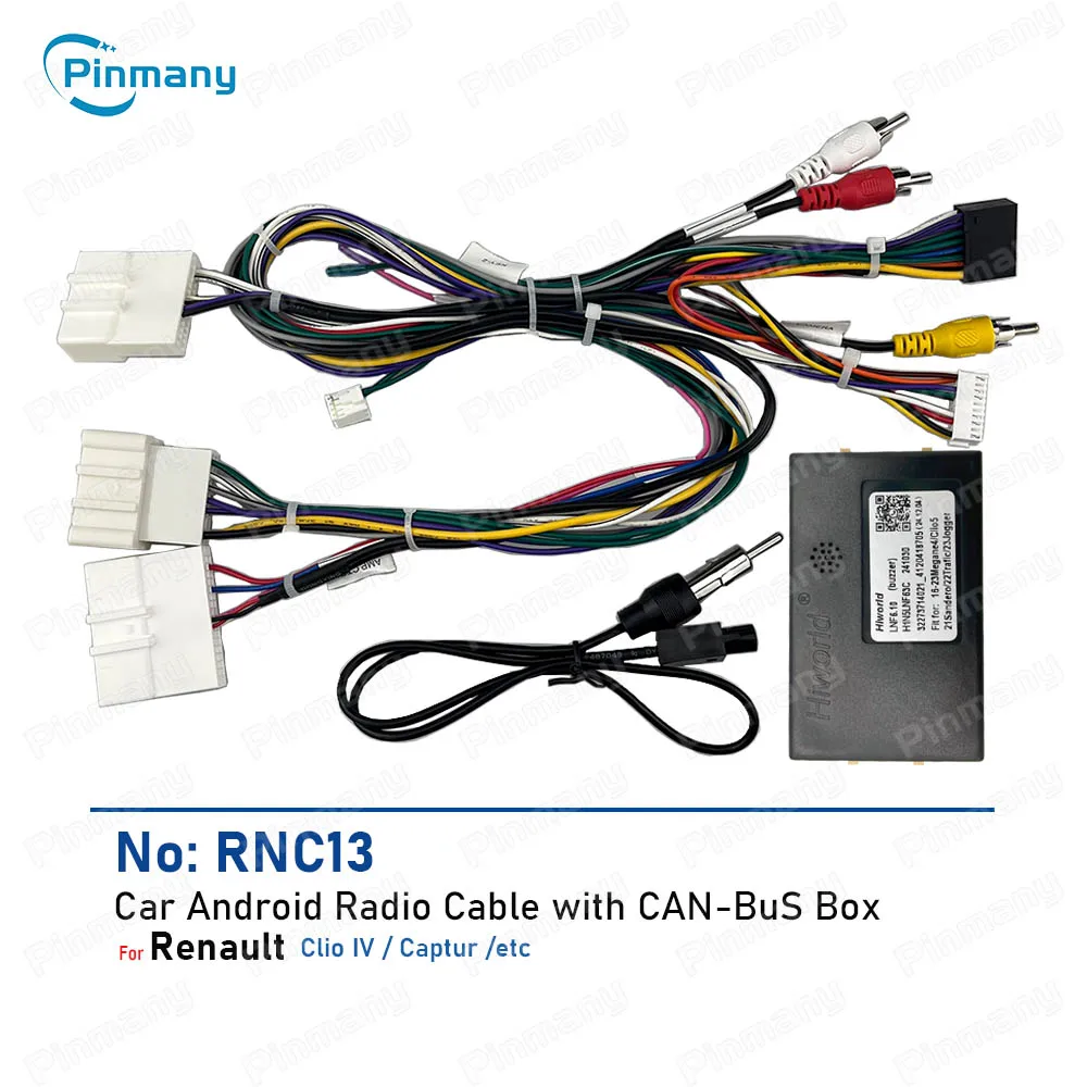 Car Radio Cable RNC13 CANBus Box Android Head unit Power Wire Harness Connector with CAN Bus Adapter for Renault Clio GT Captur