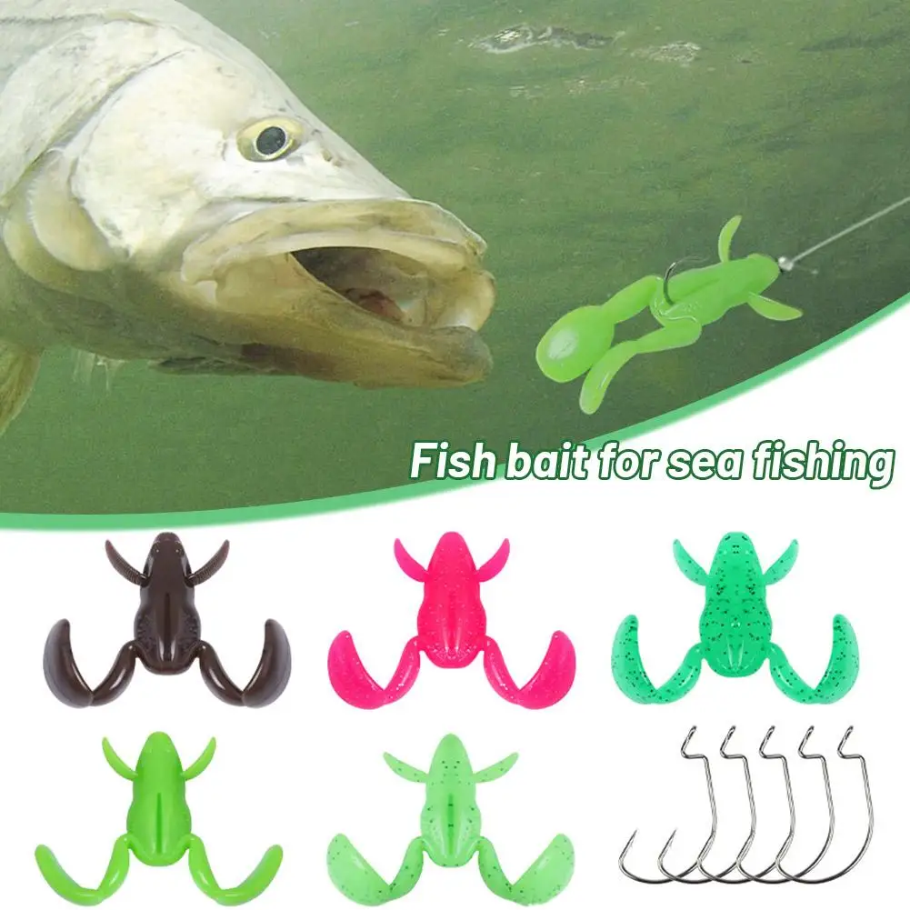 Outdoor Luya Fishing Pedal Frog Kick Frog Soft Bait TPE Fishing Bass Crank Hook Bait Tackle Frog Thunder Blackfish Artifici B2R0