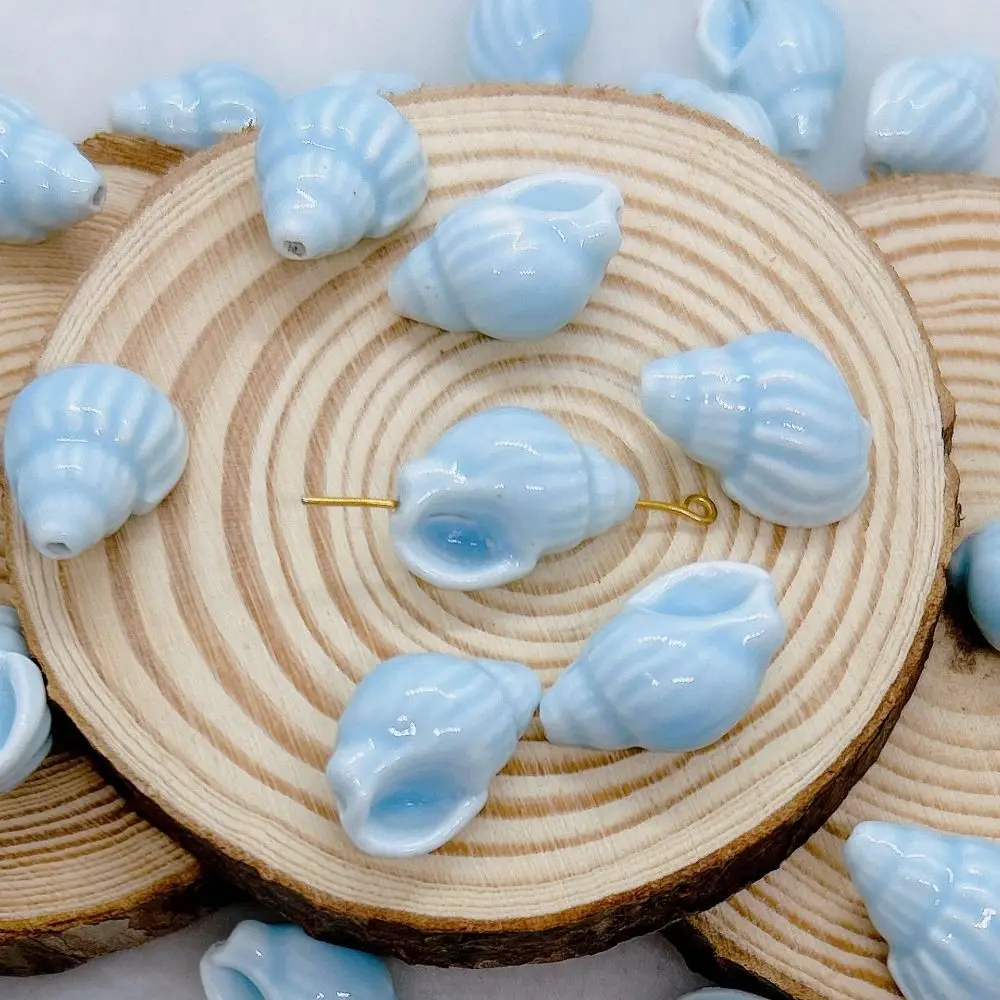 10Pcs Fresh Ceramics Shell Conch Spacer Beads Beach DIY for Jewelry Making Sea Shell Bracelets