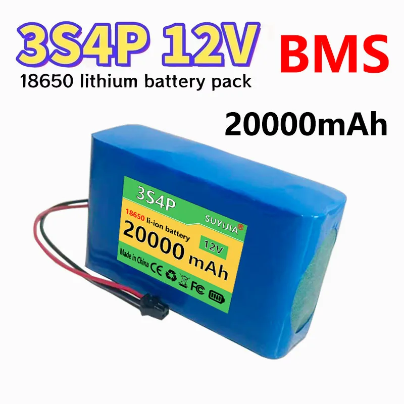 12V / 20ah 18650 Li - Ion Batterie 3s4p Pêche Lampe Haut - Parleur Jouet Voiture Outil Électrique Portable - SM Plug