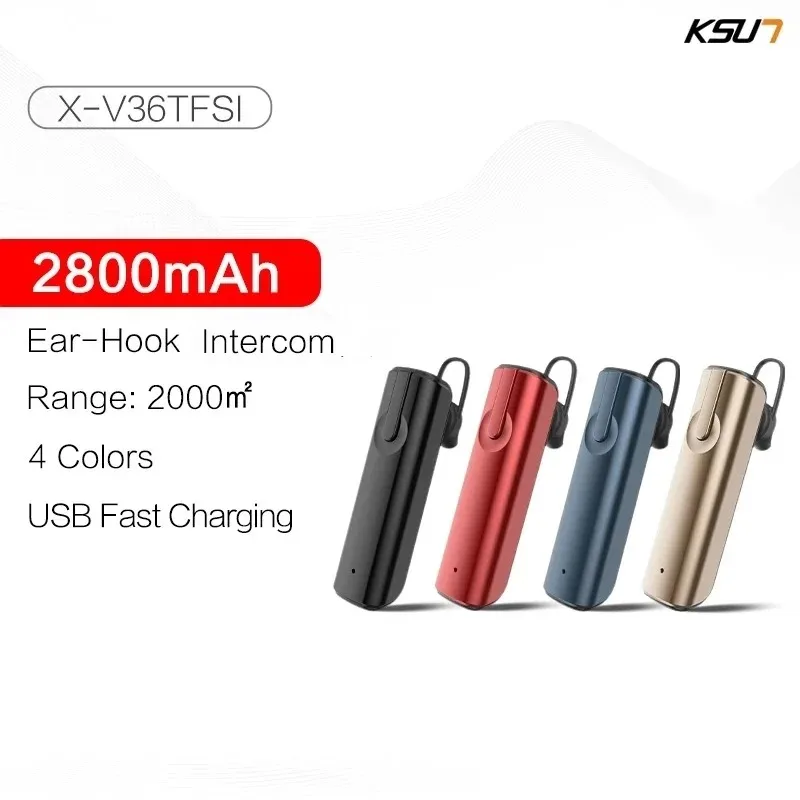 MINI Walkie Talkie  2 Way Radios Ear-hook Walkie Talkie Earpiece Hand-free Portable Blue-Tooth USB Wireless Earphones KSUN V36