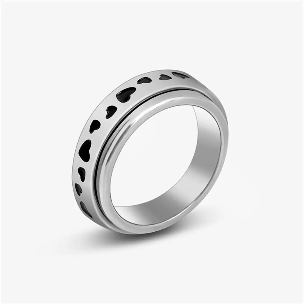 Fashion Men Women Biker Anti Stress Freely Spinning Stainless Steel Rotatable Spinner Fidgets Rings Punk Anxiety Rings