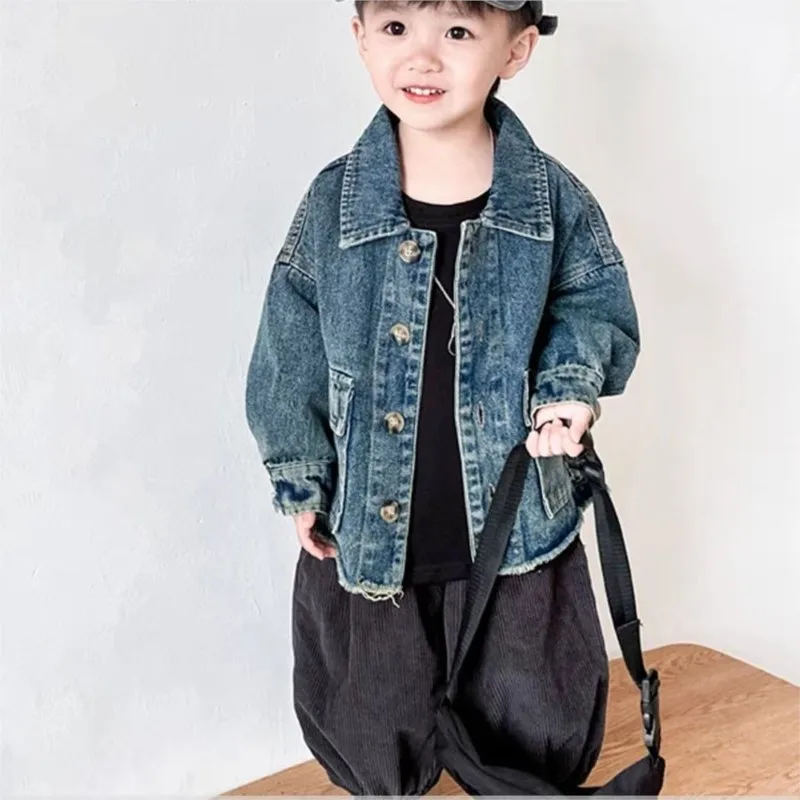 

Новинка 2026, весенне-осенняя джинсовая куртка для девочек, модная повседневная одежда для маленьких детей, куртки, детские плащи