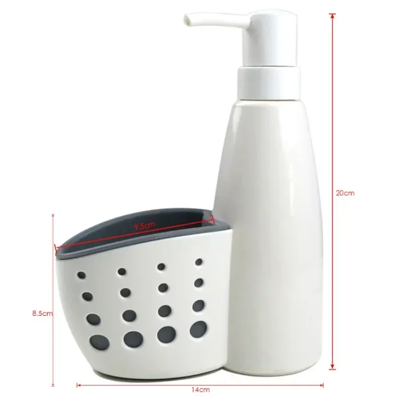 2-In-1 Soap Dispenser Kitchen Sponge Holder Multi-function Liquid Detergent Container Box with Soap Holder 400ml