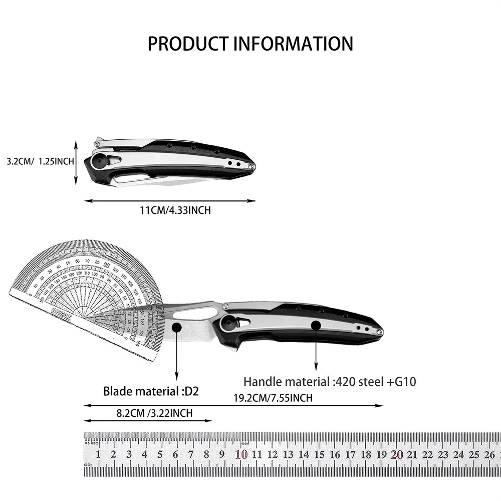 المحمولة 0990 التكتيكية جيب سكين للفرد D2 شفرة 420 الصلب + G10 مقبض EDC في الهواء الطلق التخييم الصيد قطع بقاء أدوات