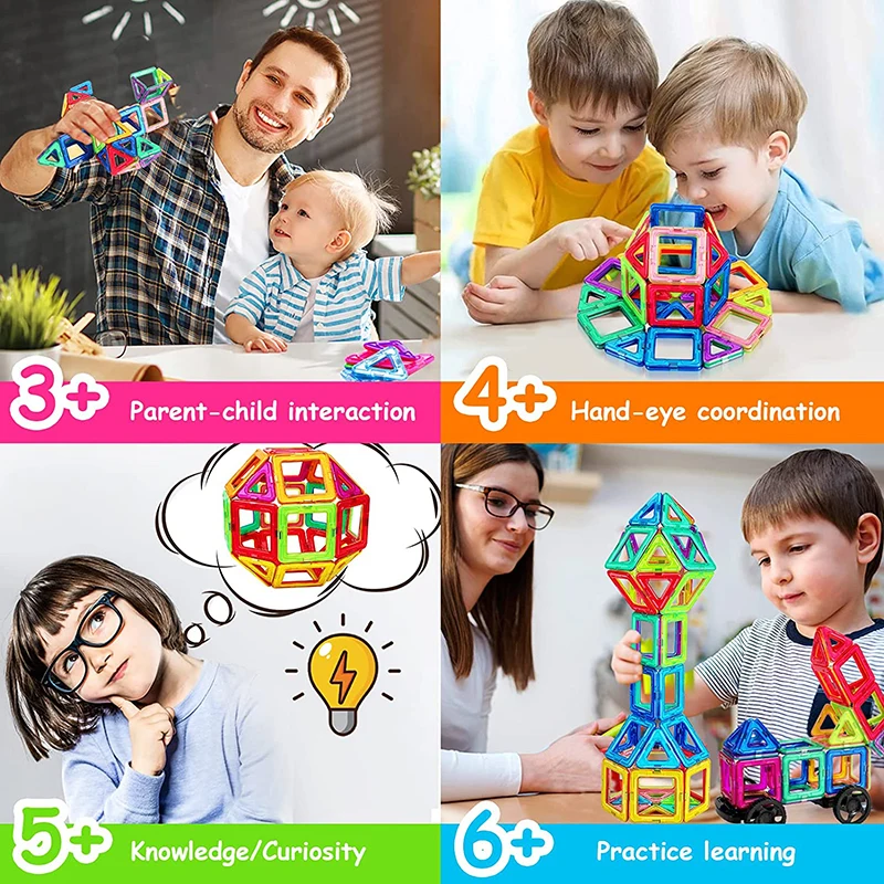 Bloques de construcción magnéticos para niños, juguetes magnéticos de gran tamaño y tamaño Mini, juego de construcción de diseñador, regalos para niños