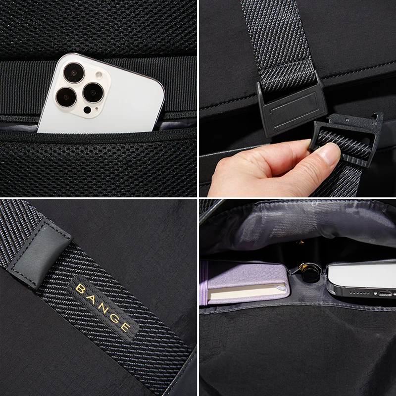 بانج لينة كبيرة 15.6 بوصة كمبيوتر محمول قابلة للتوسيع على ظهره خفيفة الوزن مقاوم للماء الرجال عادية حقيبة ظهر للسفر حقيبة مدرسية مع مشبك #5