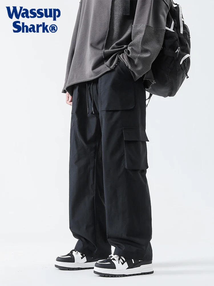 Wassup ark Men's Retro Work Pants Fce Lined Loose Wide Leg Straight Casual Long Trousers Comfortable Vintage Cargo Trousers