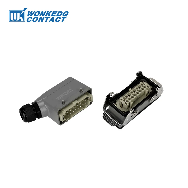HDC-HE-16 Core Top/Side Entry Connector Industrial Heavy Duty Inserts 16A 16 Pins Rectangular Cable Terminal Contact WHE16