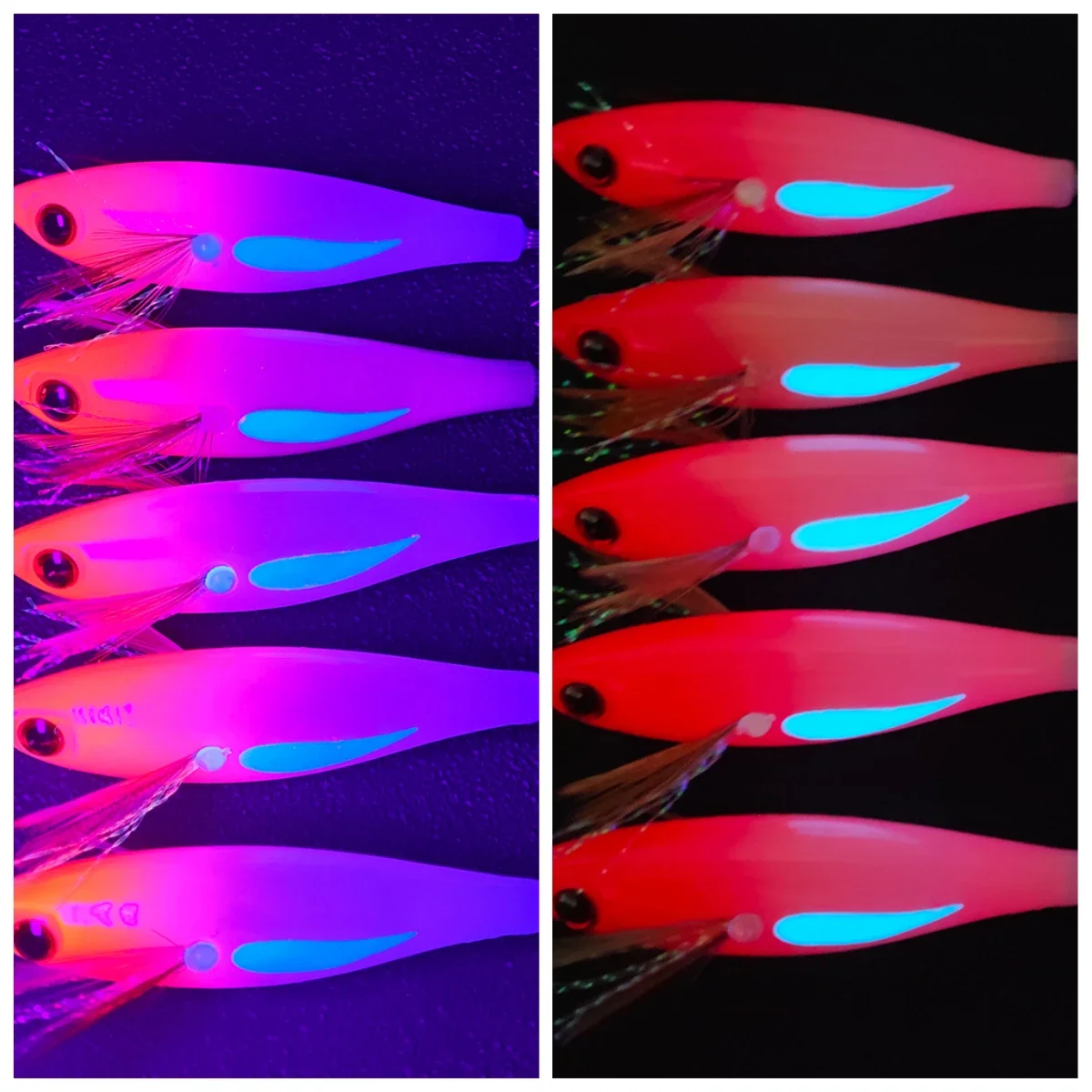 20 Stück Horizontale Egi Tintenfisch-Jig-Kits Leuchtende Holz-Garnelen-Köder Salzwasser-Angelausrüstung Künstlicher Köder für Tintenfisch Oktopus Sepia – Detail 2