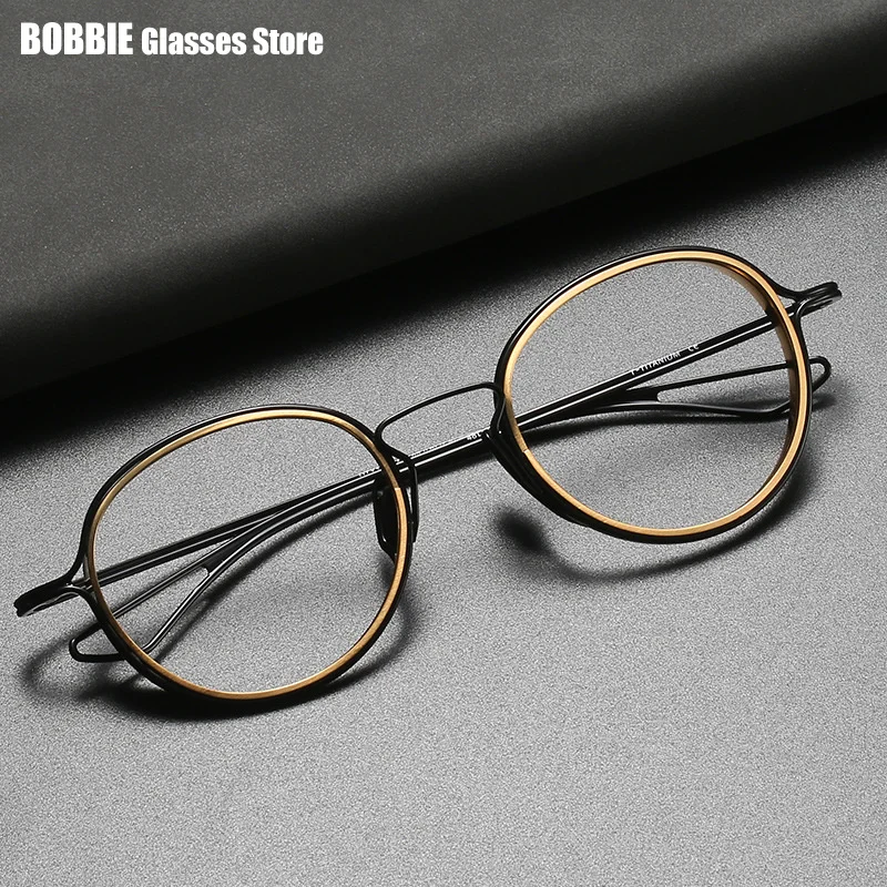 Pure Titanium Glasses Frame Women's Fashion Retro Oval Large Frames Myopia Eyeglasses Men Eyewear Prescription Spectacles DTX100