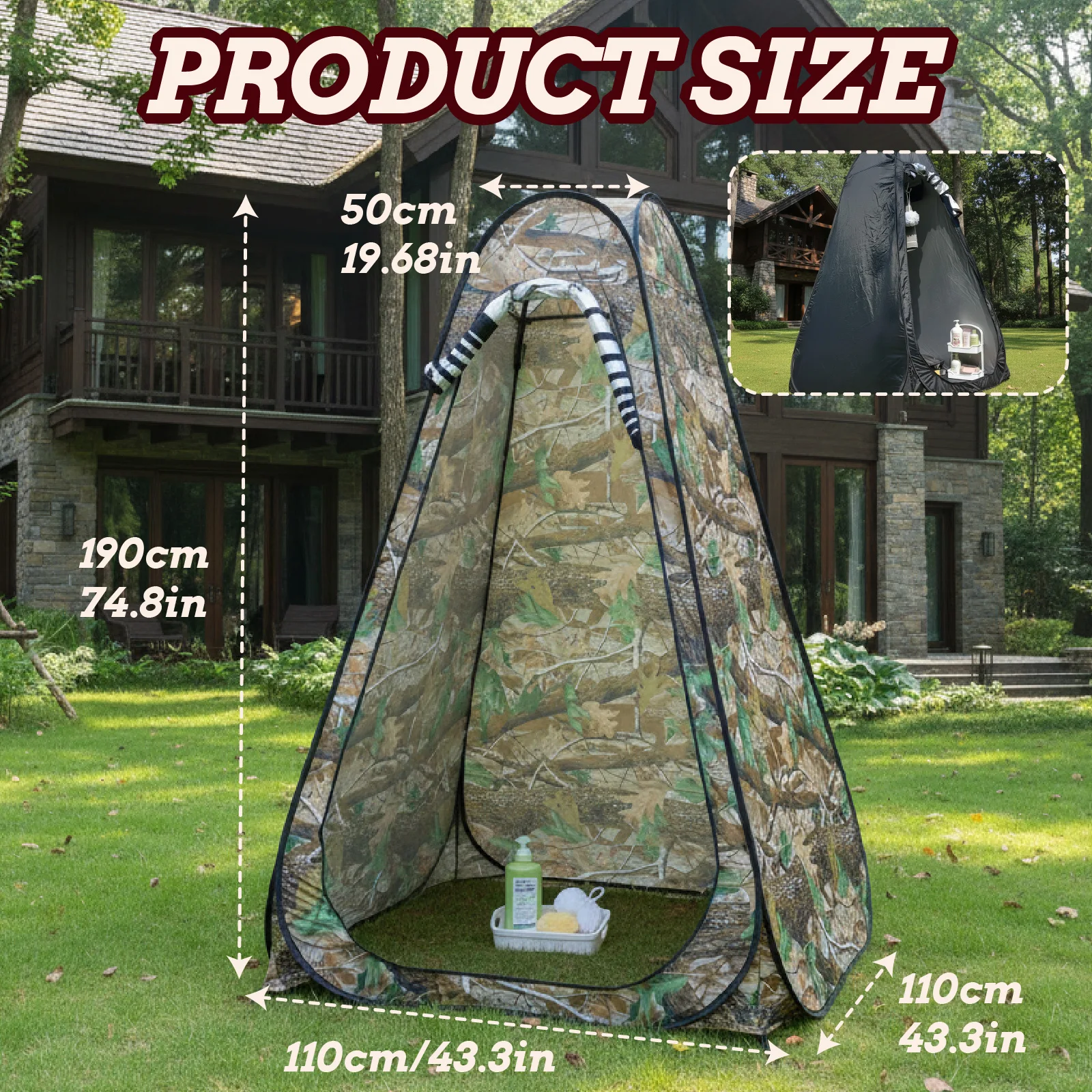 1‑Pack Pop‑up Portable Privacy Tent, Roomy Dressing Shelter for Camping Families, Fold‑able Shower Tent for Outdoor Sites