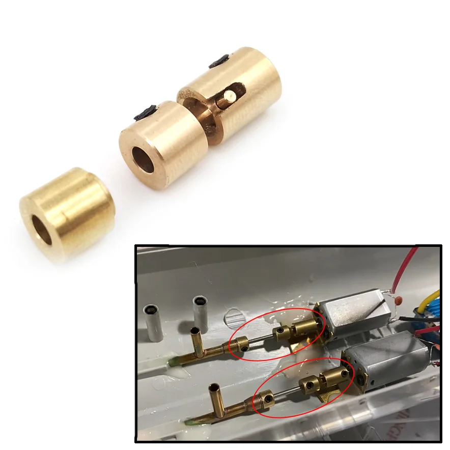 1PC Metal Coupling Universal Joint 2mm 2.3mm Motor Shaft to 2mm 3mm Boat Shaft Brass Coupler Adapter for RC Boat Marine Ship