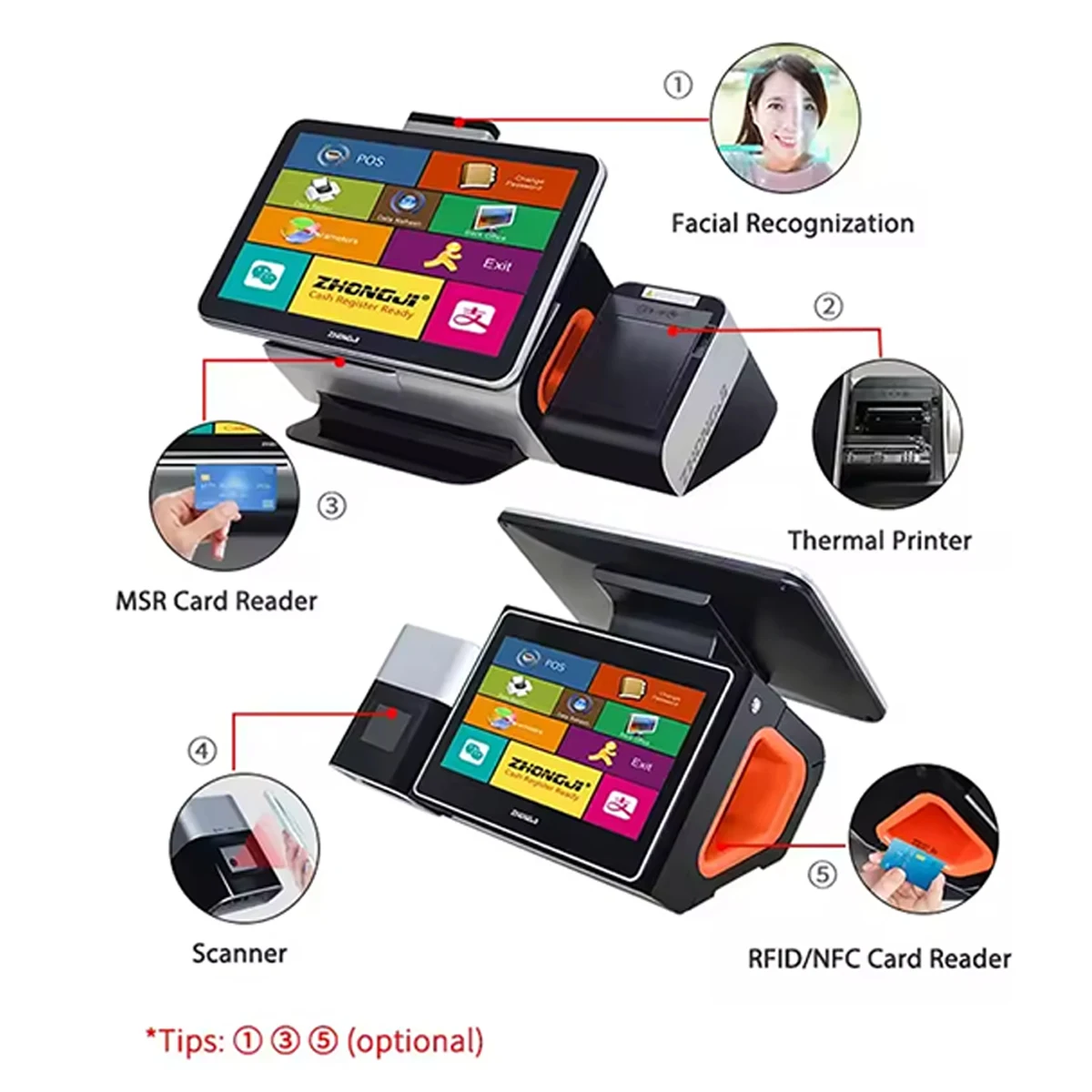 Terminale POS all-in-one touch screen con registratore di cassa e software POS per uso in piccoli negozi