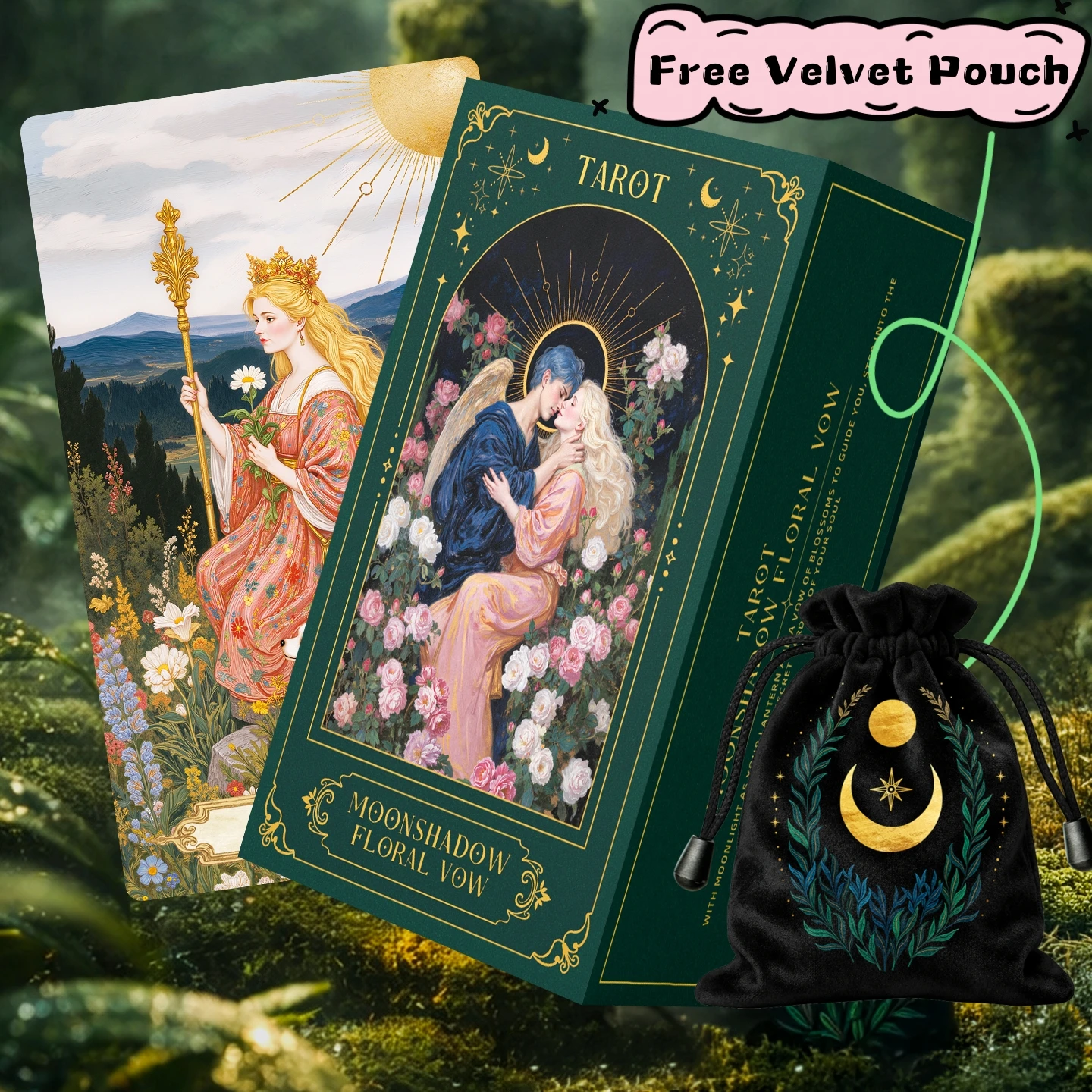 2025-genuine-oracle-priestess-exclusive-original-12x7cm-moonshadow-floral-vow-tarot-cards-for-beginners-with-meanings-guidebook
