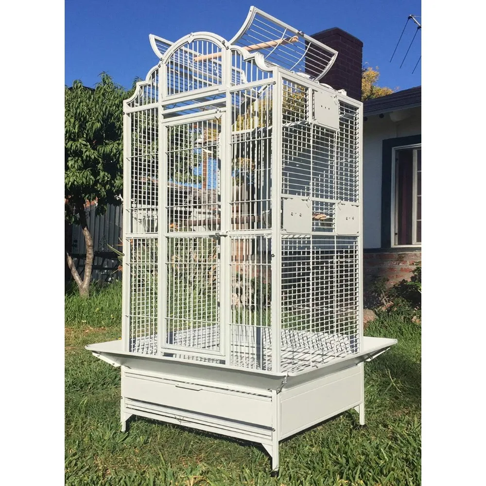 

Large Stylish Play Dome Top Durable Wrought Iron Bird Parrot Parttot Finch Macaw Cockatoo Cage Including Stand